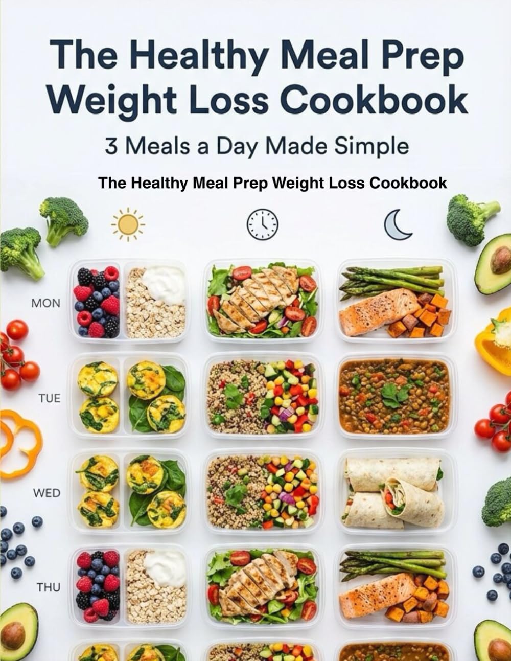 The Healthy Meal Prep Weight Loss Cookbook: 3 Meals a Day Made Simple: Easy Weekly Meal Plans with Breakfast, Lunch & Dinner Options for Busy ...