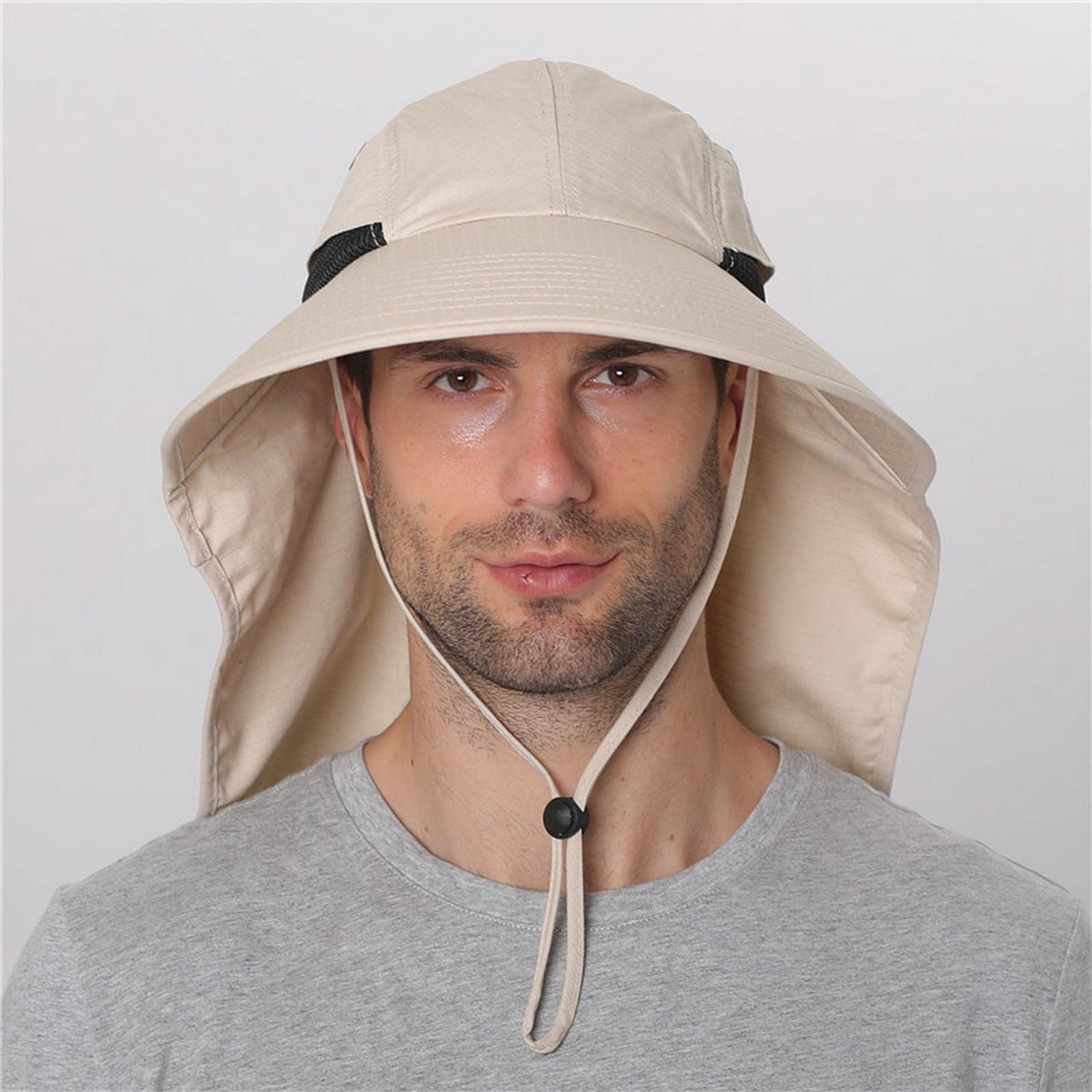 Sombrero de pescador de verano para hombres y mujeres, sombrero de algodón con solapa para el cuello, protección al aire libre, ala ancha, sombrero de pesca