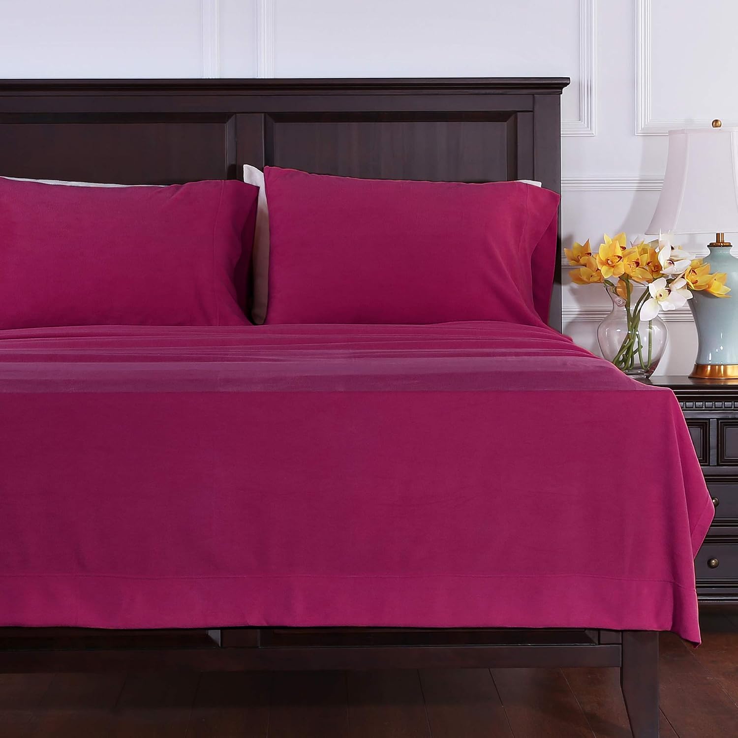 Berkshire Blanket Microfleece Sheet Set | Super Soft Cozy Fleece Sheets | All-Season Warmth | Berry Purple | Twinxl (66" x 94")
