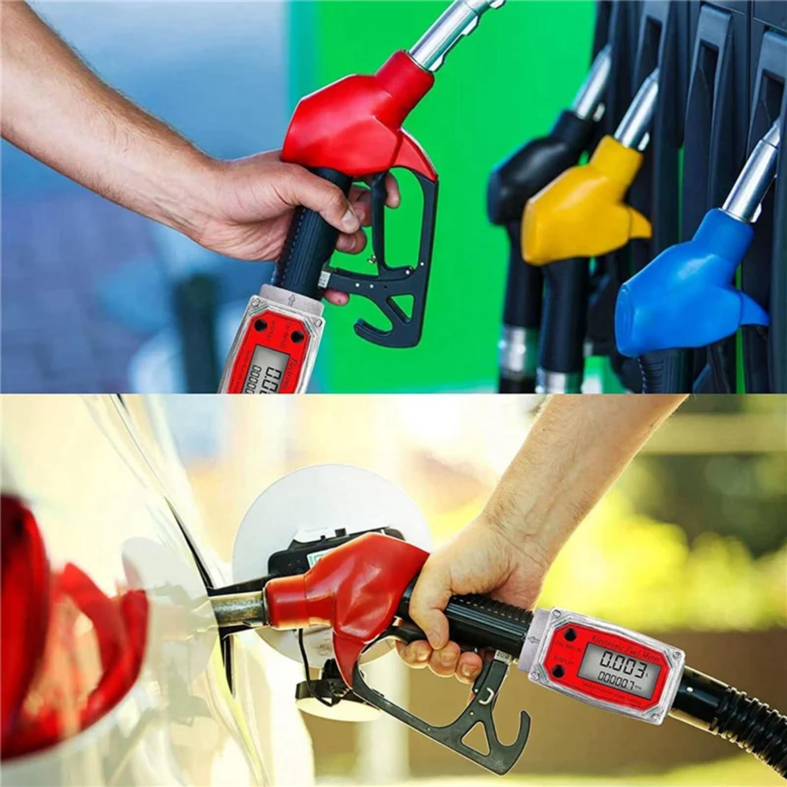 Misuratore di Turbina Digitale 120L 1in, Misuratore di Portata Elettronico Digitale NPT 1 Pollice 120 L/Min 0-99999 Liquidi Meter di Portata Carburante, per Diesel, Cherosene, Benzina (rosso)