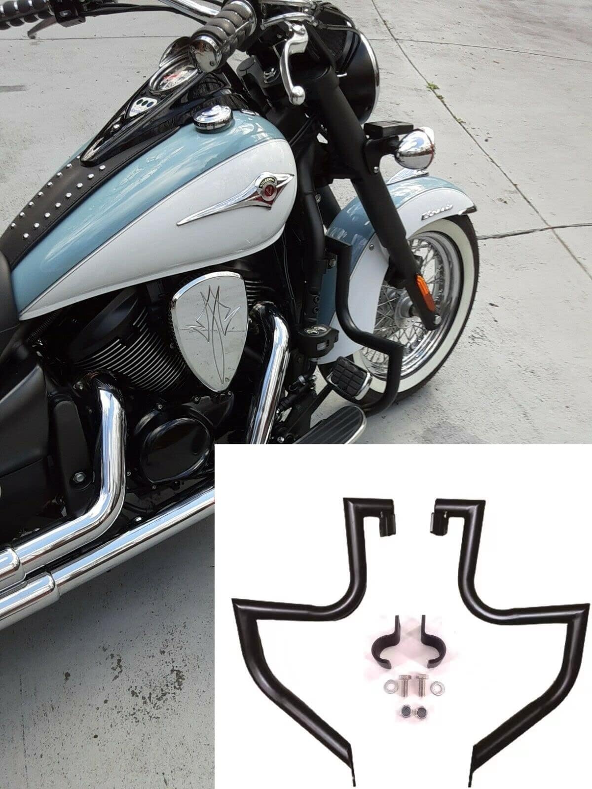 Gamyipp 1.5" Fat Crash Bar Engine Guard Highway Bar for Kawasaki Vulcan 900 VN900