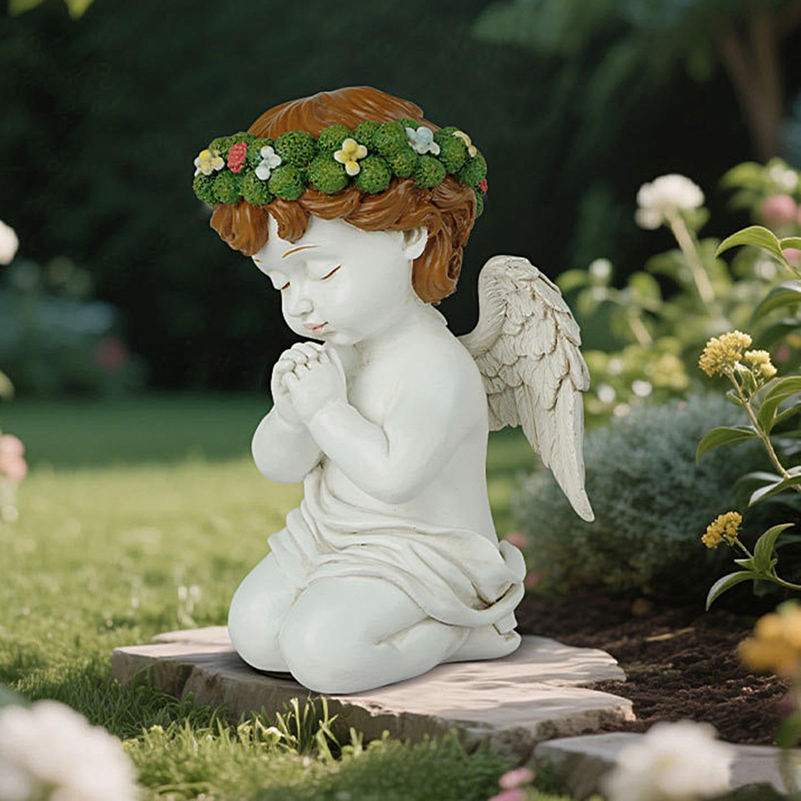 Statua angelo da esterno Decorazione retrò inginocchiata in preghiera con