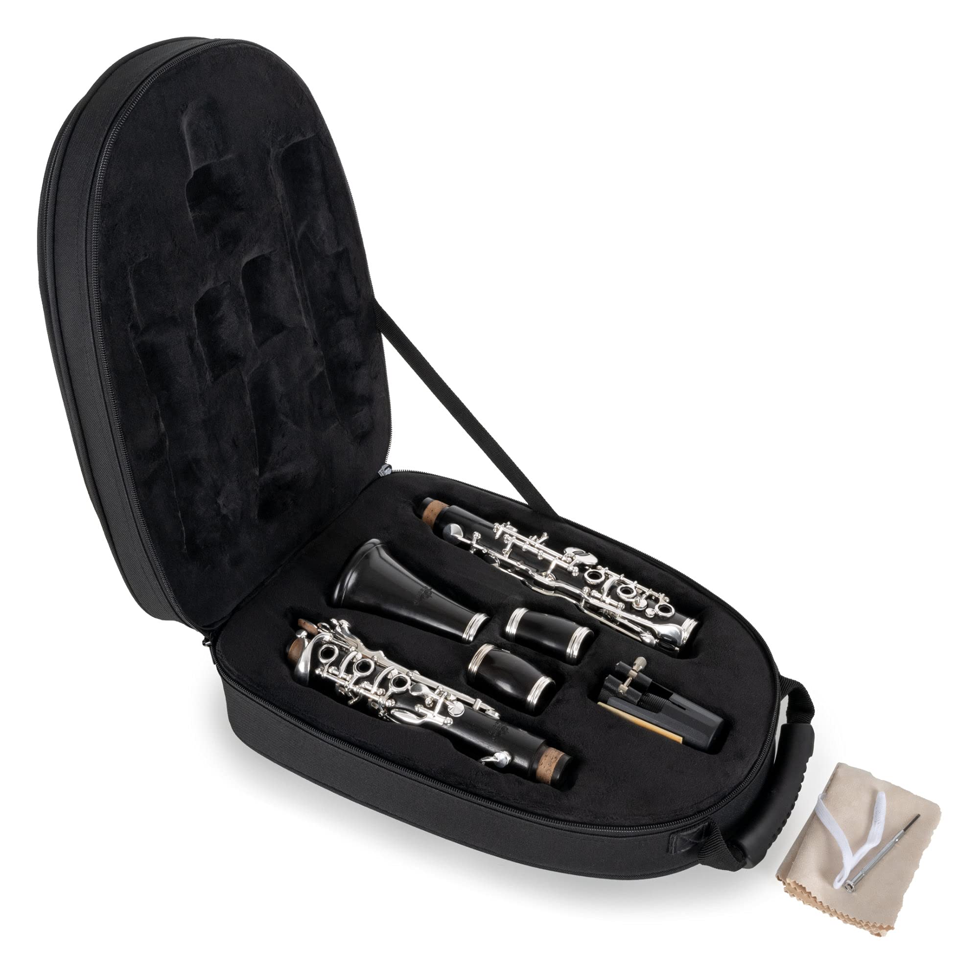 BK-20/22 Clarinetto Bb Tedesco, Modello: BK-20/22, 22 chiavi | Sistema di diteggiatura tedesco, 6 anelli, Foro: 14, 7 mm, Materiale: legno di grenadilla, 2 ance: 1 x 57 mm, 1 x 59 mm