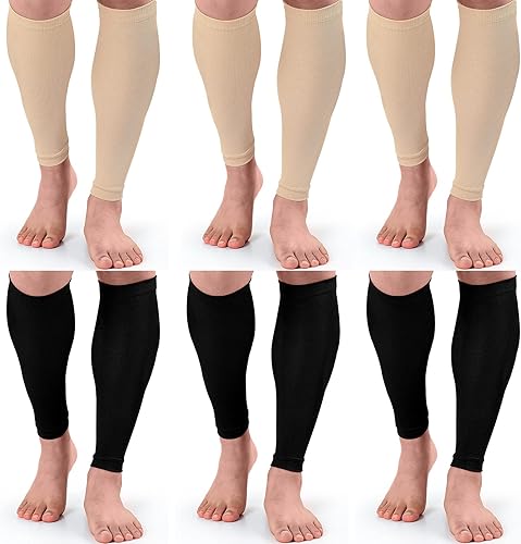 Coume 6 pares de calcetines de compresión de piernas, calcetines de compresión de pantorrilla, mujeres y hombres, soporte de piernas sin pies, para
