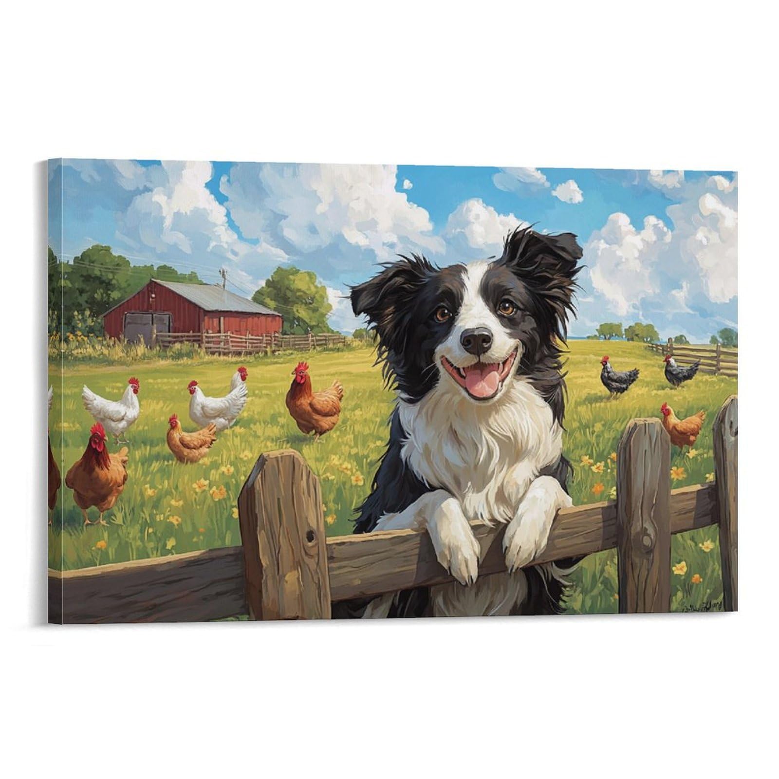 DHBANEIOK Border Collie Art - Modern Giclee Canvas Prints Landscape Pictures Artwork Paintings on Canvas Wall Art for Home Office Decorations 08x12inch(20x30cm)