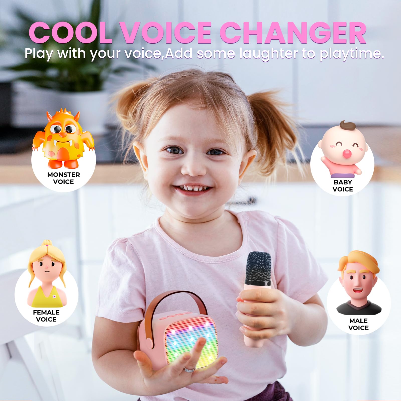Ulepszony ekspres do karaoke 2 mikrofony dla dzieci dla dziewczynek: Wowstar Kids Karaoke Machines z mini mikrofonami karaoke - przenośny głośnik Bluetooth dla dzieci - zabawki prezenty dla chłopca