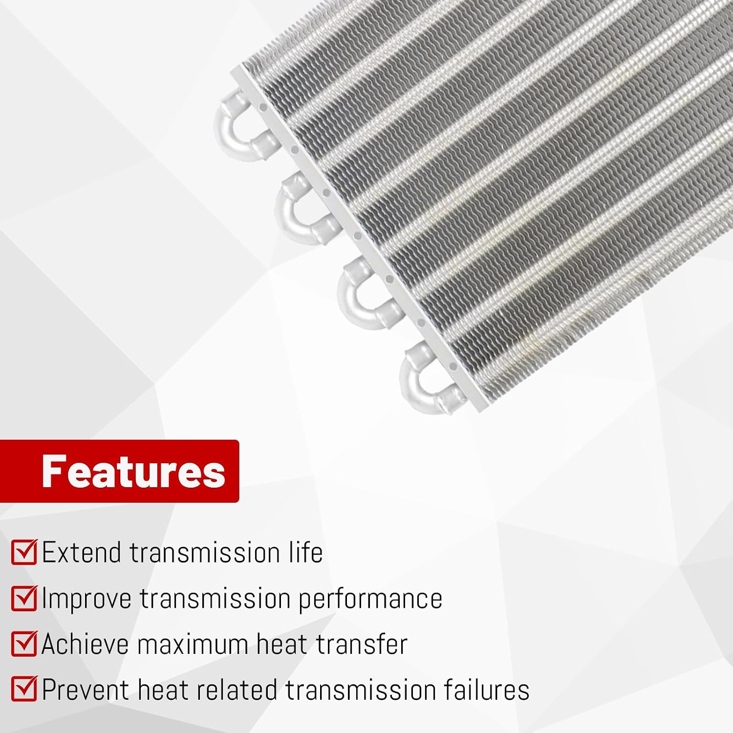 5/16" Transmission Oil Cooler, 8 Pass Tube and Fin Cooler Kit Universal Aluminium silver