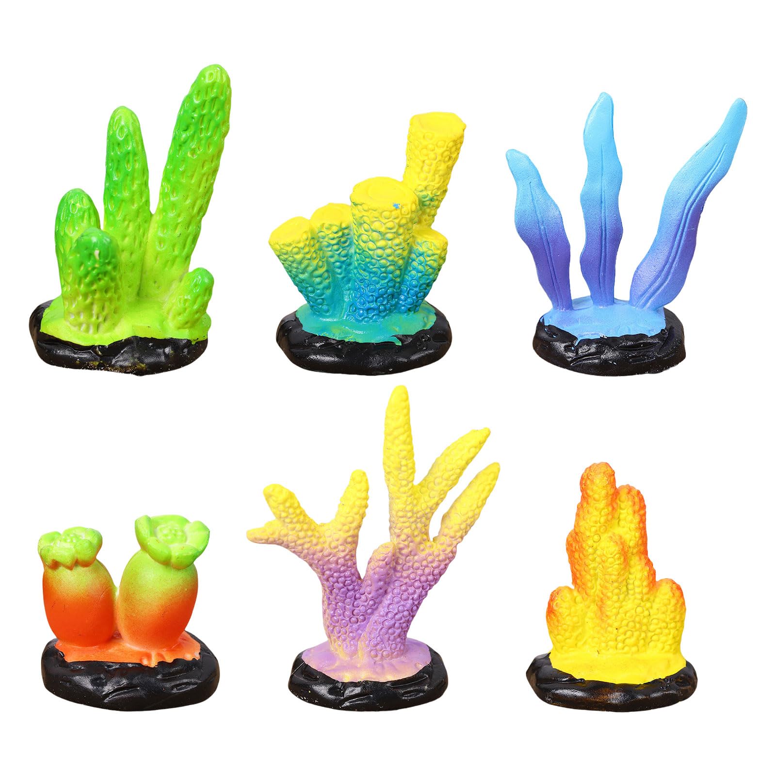 CUNZJIA 6pcs Miniature Artificial Corals Decorations for Aquariums Bright Color Realistic Resin Corals Fishtanks Landscapes