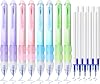 Temiary Retractable Erasable Gel Pens, Make Mistakes Disappear, 8 Pcs Pens & 10 Pcs Refills, Cute Pen with Eraser, 0.5 mm Fine Point, Aesthetic Pen for Writing Drawing Crossword Puzzles Blue Ink