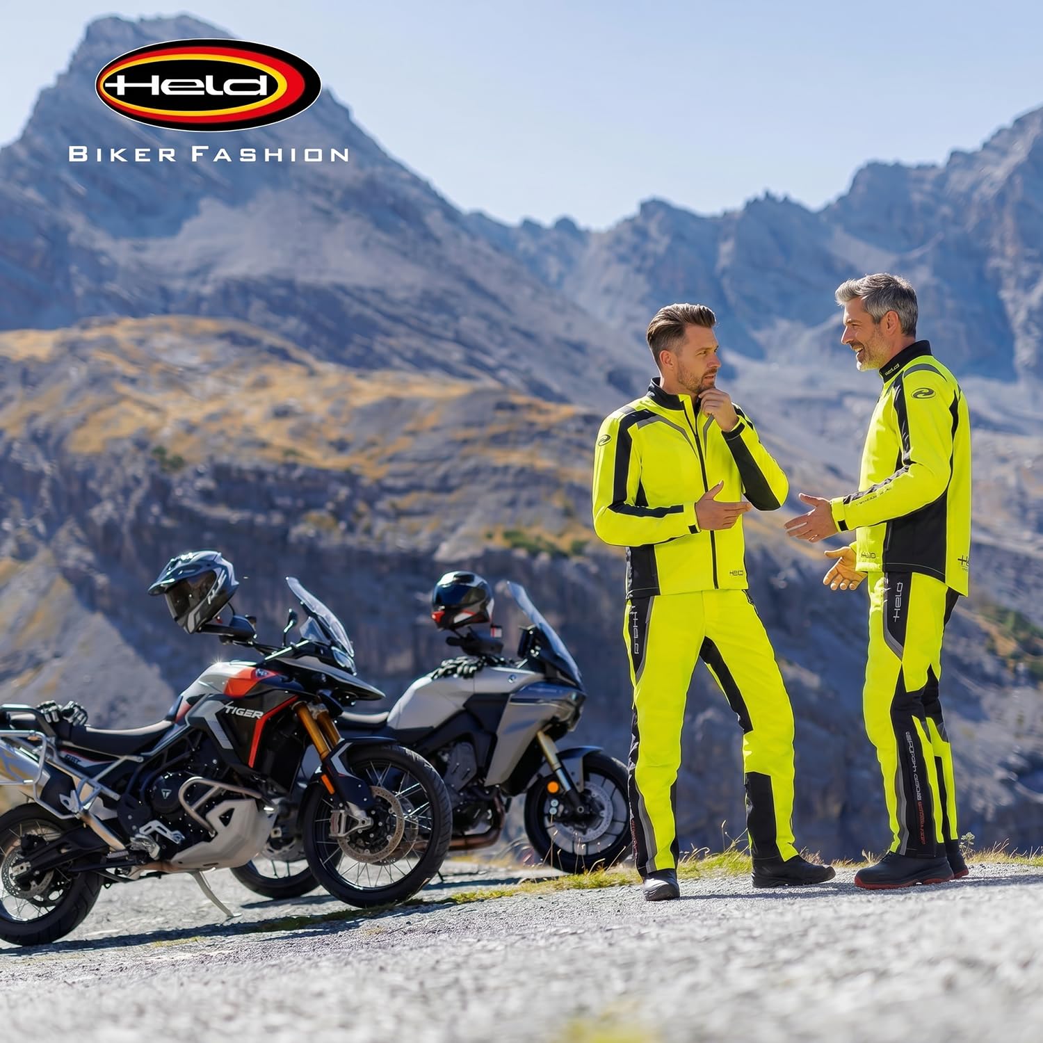 Held Rainblock 2 Top - Sport Motorrad Regenjacke Damen - Membrane 100% Wasserdicht, Atmungsaktiv - Reflex Einsätze - Außentaschen - Ärmelsaum weitenverstellbar - Schwarz Neongelb