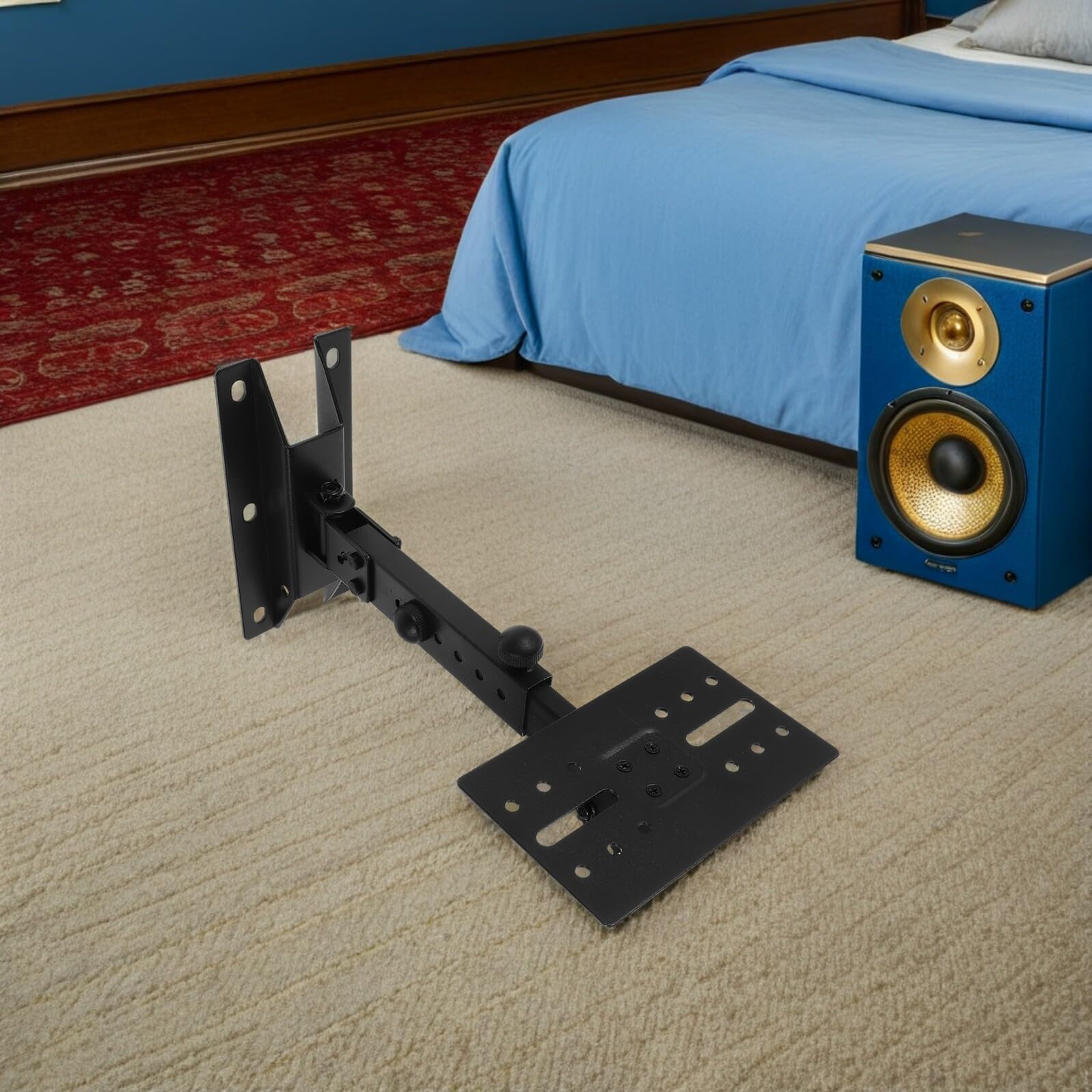 Support Mural Réglable en Métal Épais Étagère Extensible pour Barre de Son et Enceintes Surround Fixation Murale Robuste pour Usage KTV et Home Cinéma Optimisation d’Espace et