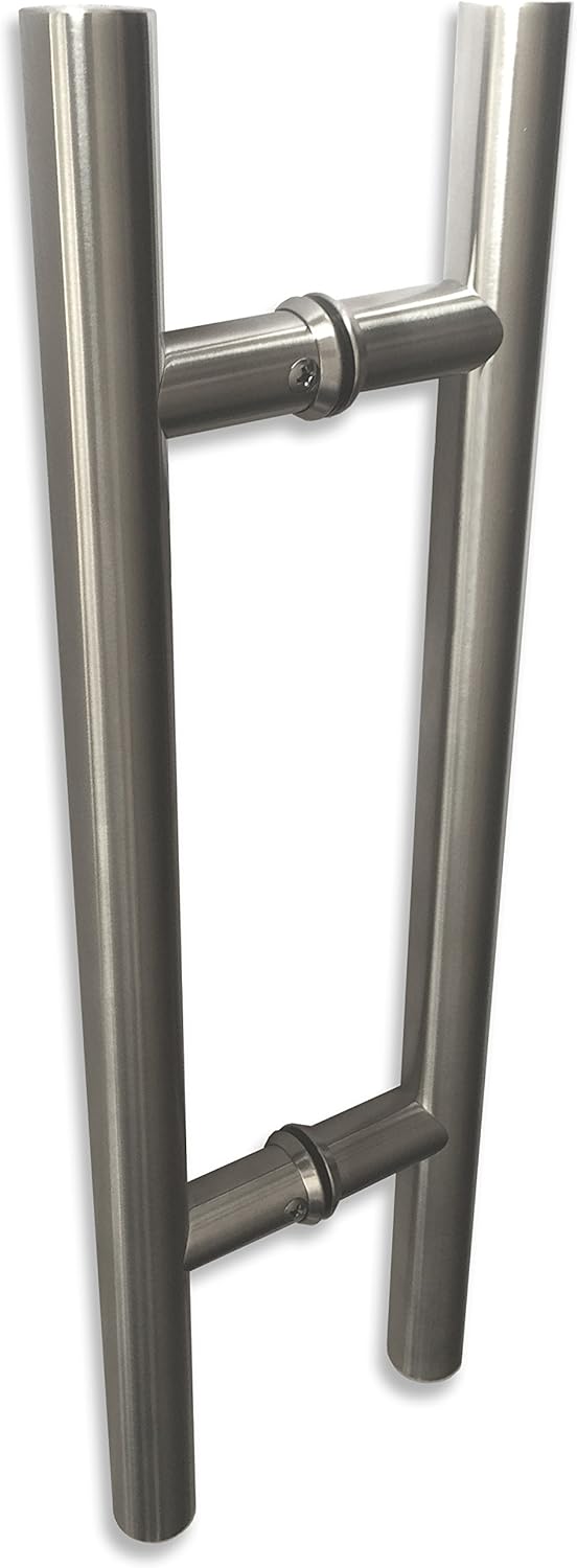 NHN Modern & Contemporary Double-Sided Ladder Style Push-Pull Stainless Door Handle for Steel, Aluminum and Glass Doors, Brushed Stainless Steel Finish (18 inch, Satin Stainless Steel)