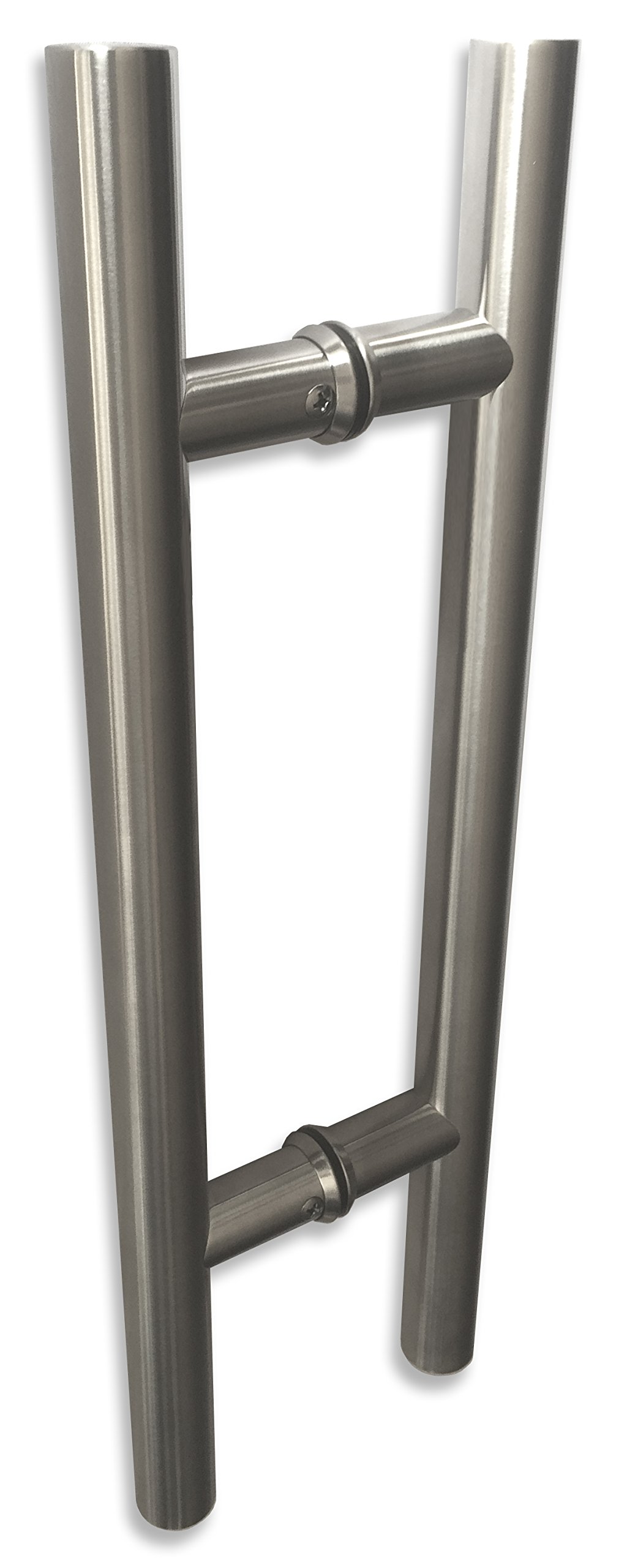 NHN Manija de puerta de acero inoxidable de doble cara moderna y contemporánea para puertas de acero, aluminio y vidrio, acabado de acero inoxidable cepillado (18 pulgadas, acero inoxidable satinado)