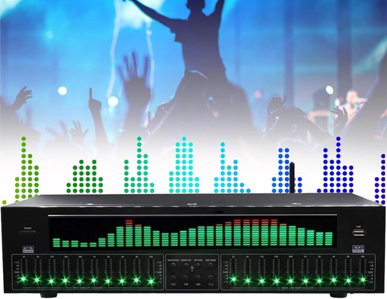 Equalizzatore Grafico Professionale 31 Bande con Bluetooth 5.4 e Analizzatore di Spettro LED - Perfeziona Audio per Studio, Home Theater, Auto e Sistemi Live Sound - Tuning di Precisione