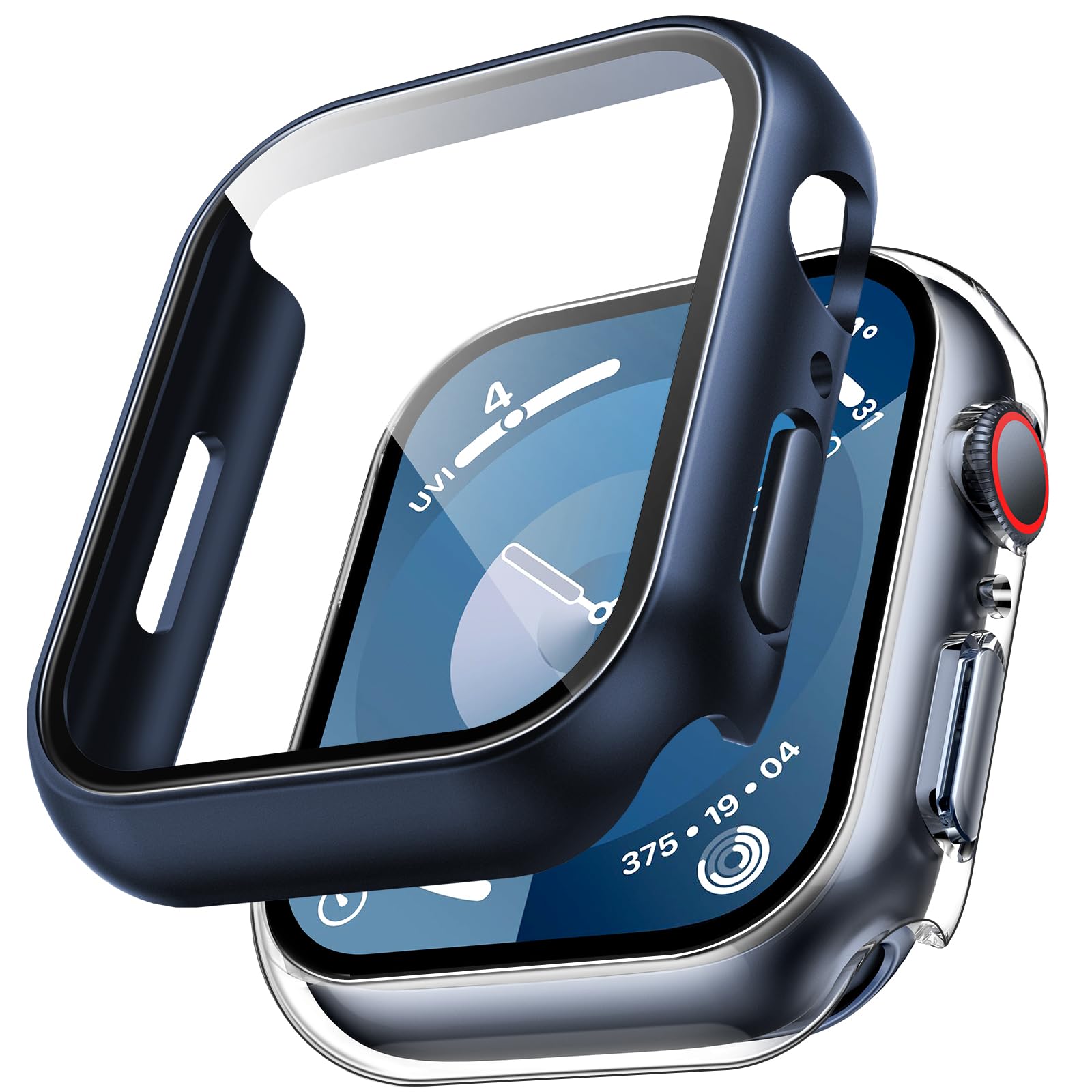 TAURI 2 Pack Hard Case for Apple Watch SE 3 /Series 6/5/4 /SE 44mm with 9H Tempered Glass Screen Protector, [Touch Sensitive] [Full Coverage] Slim Bumper Protective Cover for iWatch 44mm - Black — view 14