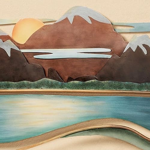 Miniatura 6 de Touch of Class Moutain View - Escultura de pared de metal con múltiples tierras, hecha de acero, decoración artística metálica para dormitorio, sala