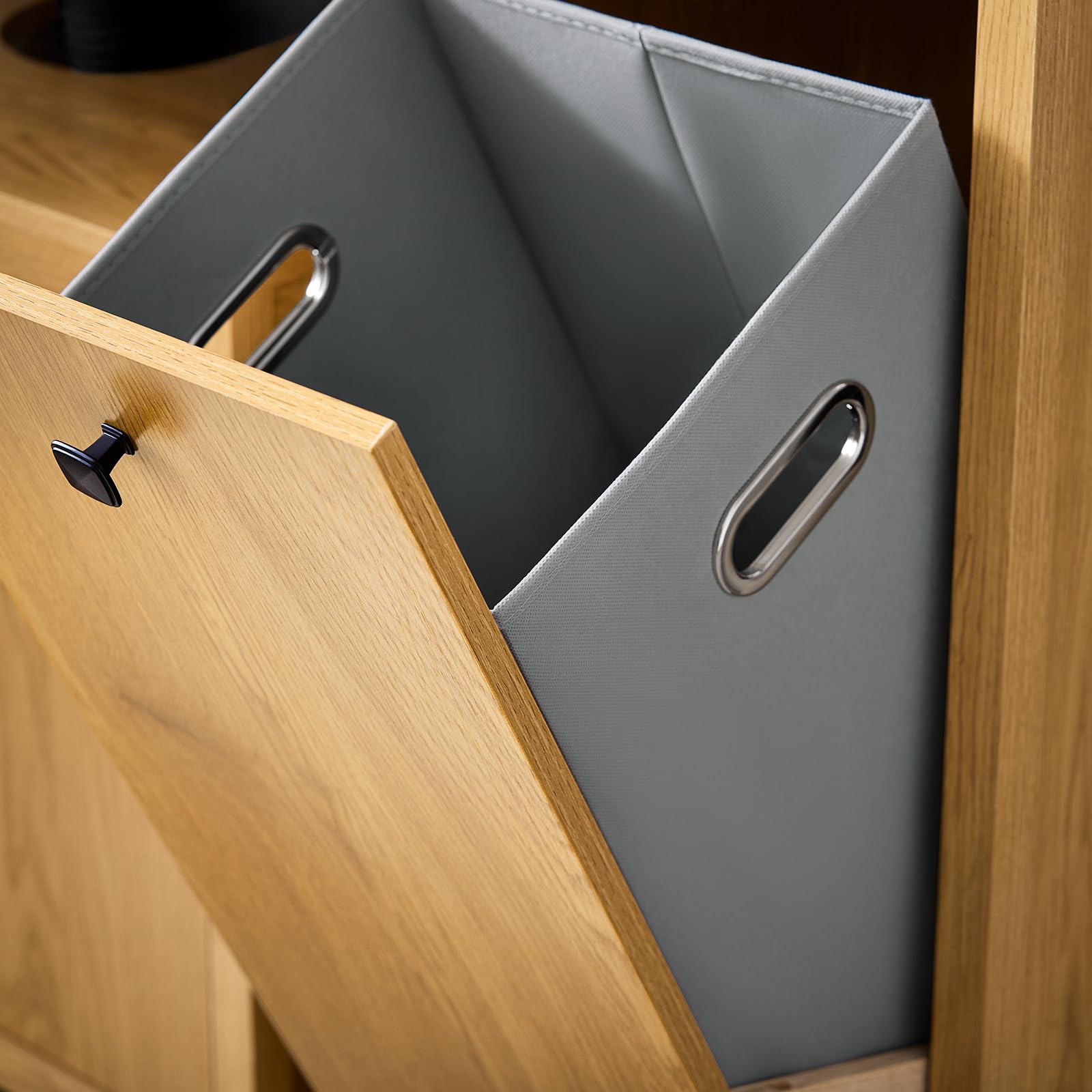Generisch Wäscheschrank mit Korb in Naturfarbe – Platzsparender Bad-Organizer für kleine Badezimmer, 40 x 35 x 90 cm, modernes Design, ideal für die Haushaltsorganisation