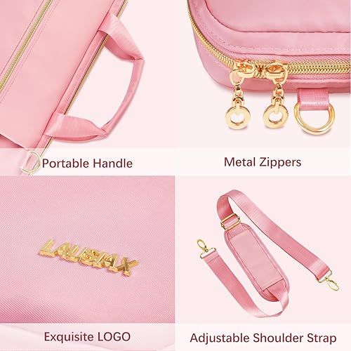 Miniatura 3 de Funda para laptop para mujeres y hombres, compatible con MacBookDellHPAcerASUSLG, maletín de transporte de hombro impermeable, rosa, 15.6-16 pulgadas