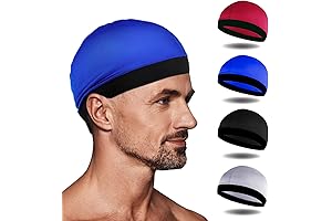 4Pcs Wave Caps for Men Soft Breathable Shower Cap Elastic Running Cap Sleep Hats
