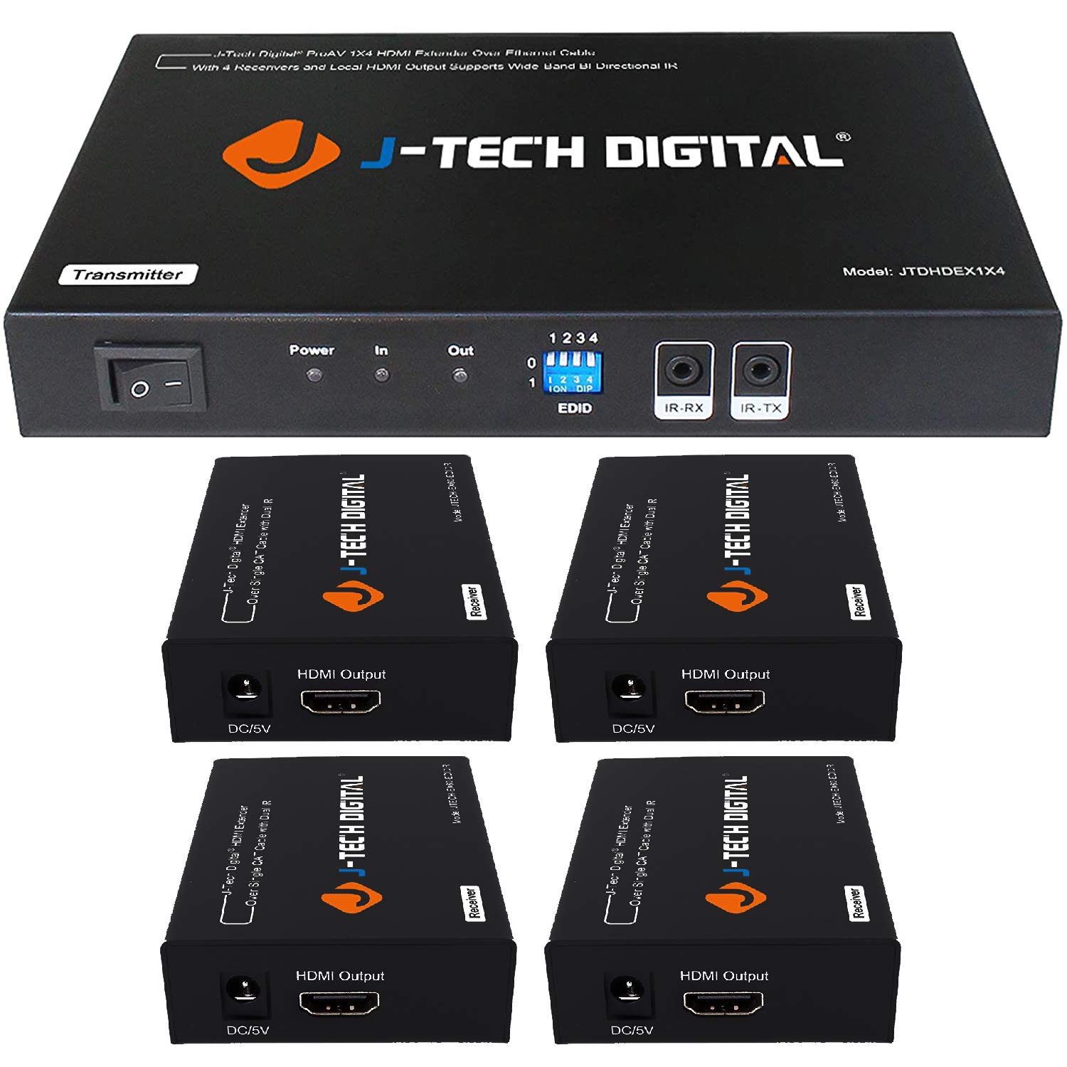 ProAV 1X4 HDMI Extender HDMI Amplifier HDMI Splitter over Ethernet Cable with Bi-Direction IR and EDID Functions (1x4)