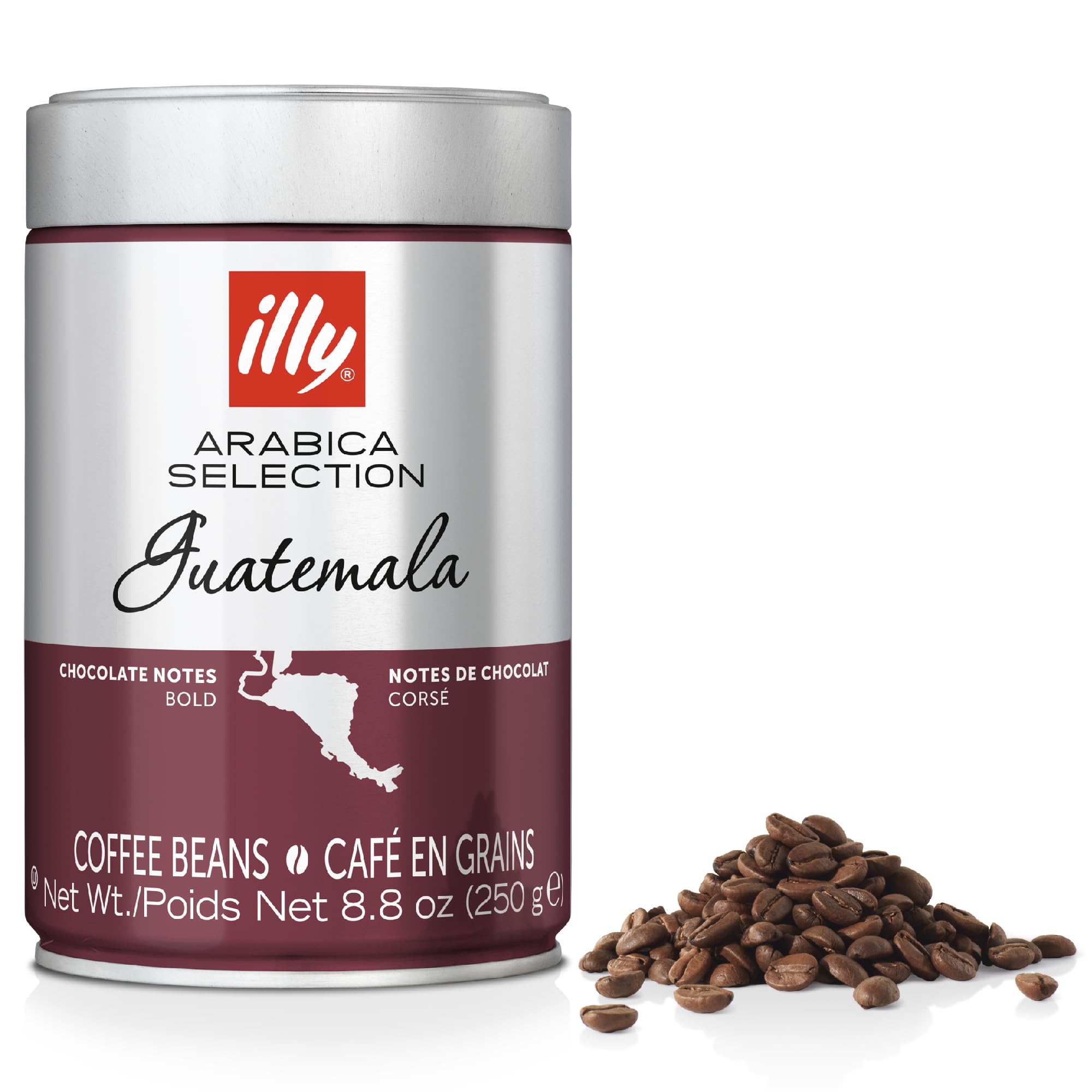 illy Guatemala Coffee Beans, 100% Arabica, Ideal for Moka Pots, Espresso & Filter, 250g Tin