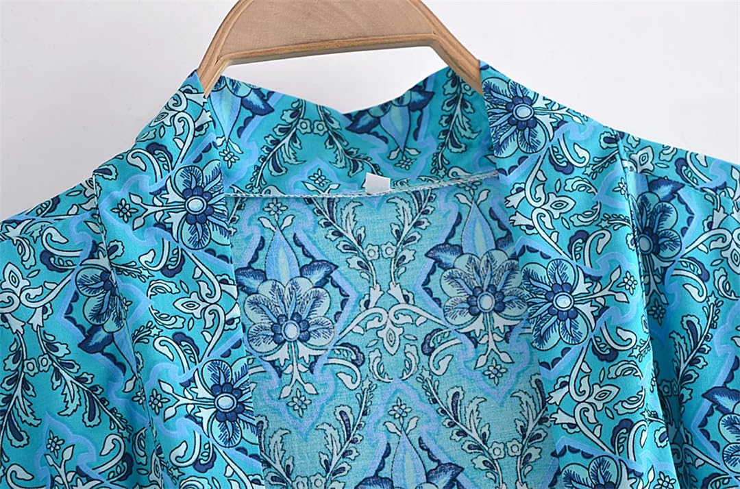 Disimlarl Kimono bohemio con estampado floral para mujer, cuello en V, mangas murciélago, maxi, bata para cubrir el bikini