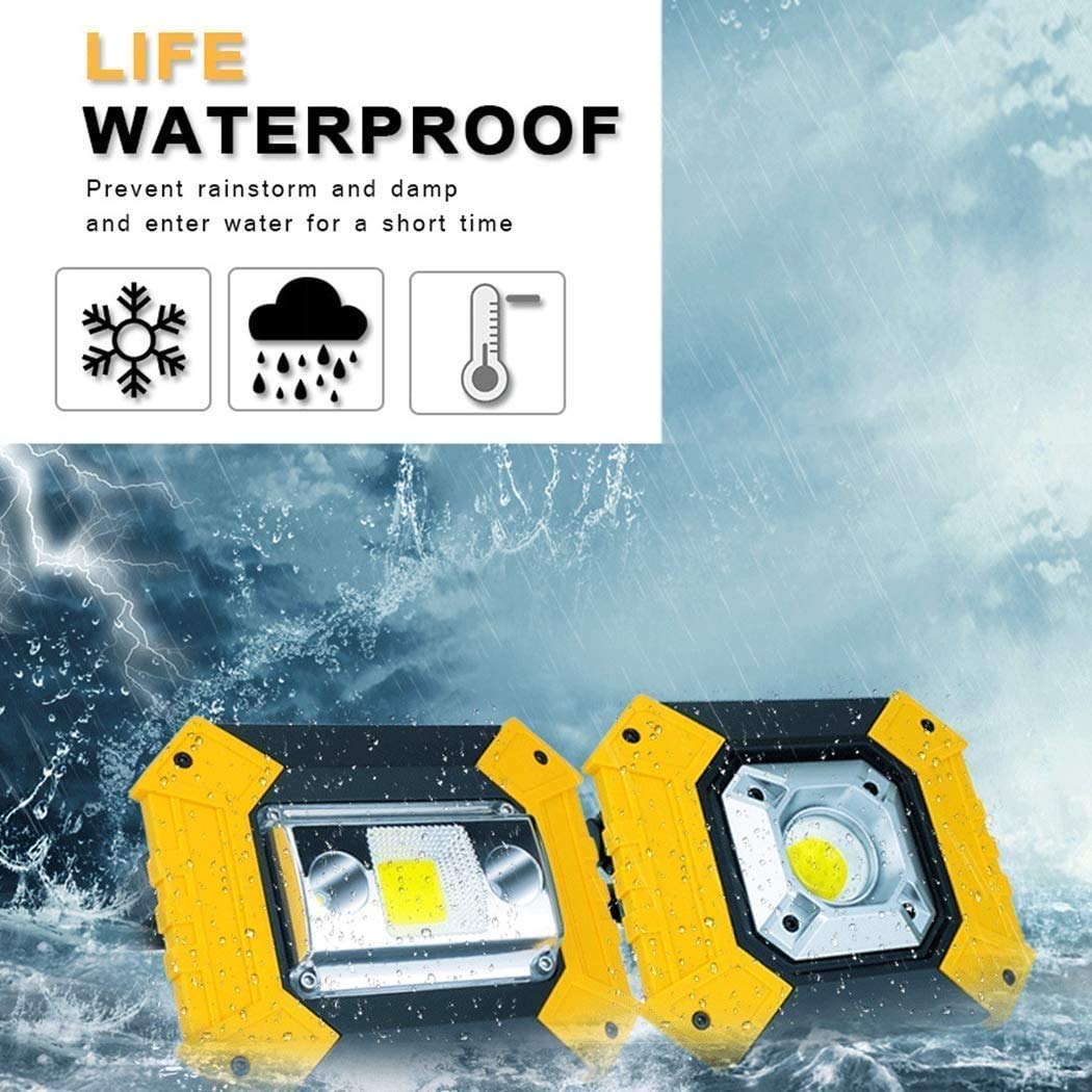 Lampa robocza Przenośna lampa robocza LED o mocy 10 W, wodoodporna, akumulatorowa lampa robocza IP65 z czerwonym/niebieskim światłem migającym, 3 tryby jasności, do użytku na placu budowy, w garażu (
