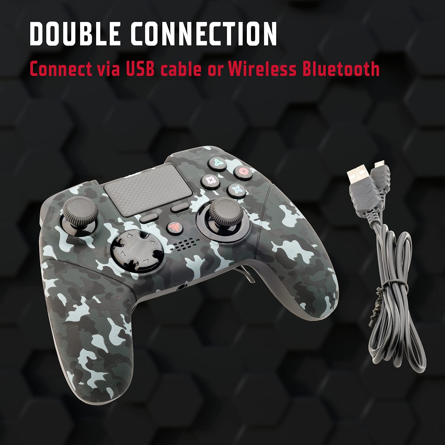 Itek - EVOCON ADV B01 - Controller wireless ergonomico con sensore di movimento Axis6 e Dual Shock. Tasti Programmabili e Touchpad. Bluetooth. Compatibile con PS4, PC e laptop