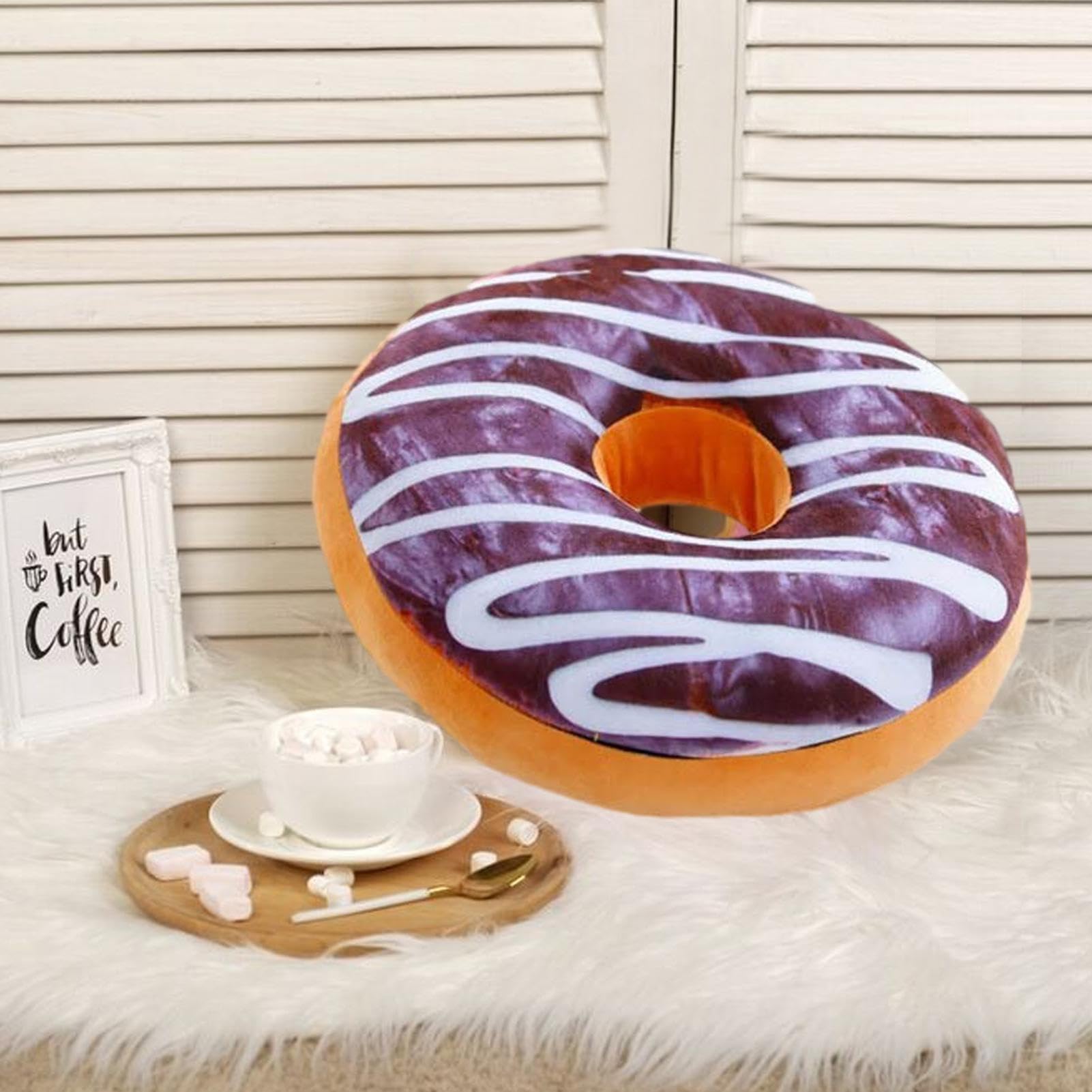 United Labels Cuscino rotondo a forma di ciambella, 40 cm, cuscino da divano rosa, in peluche, regalo divertente per bambini e adulti
