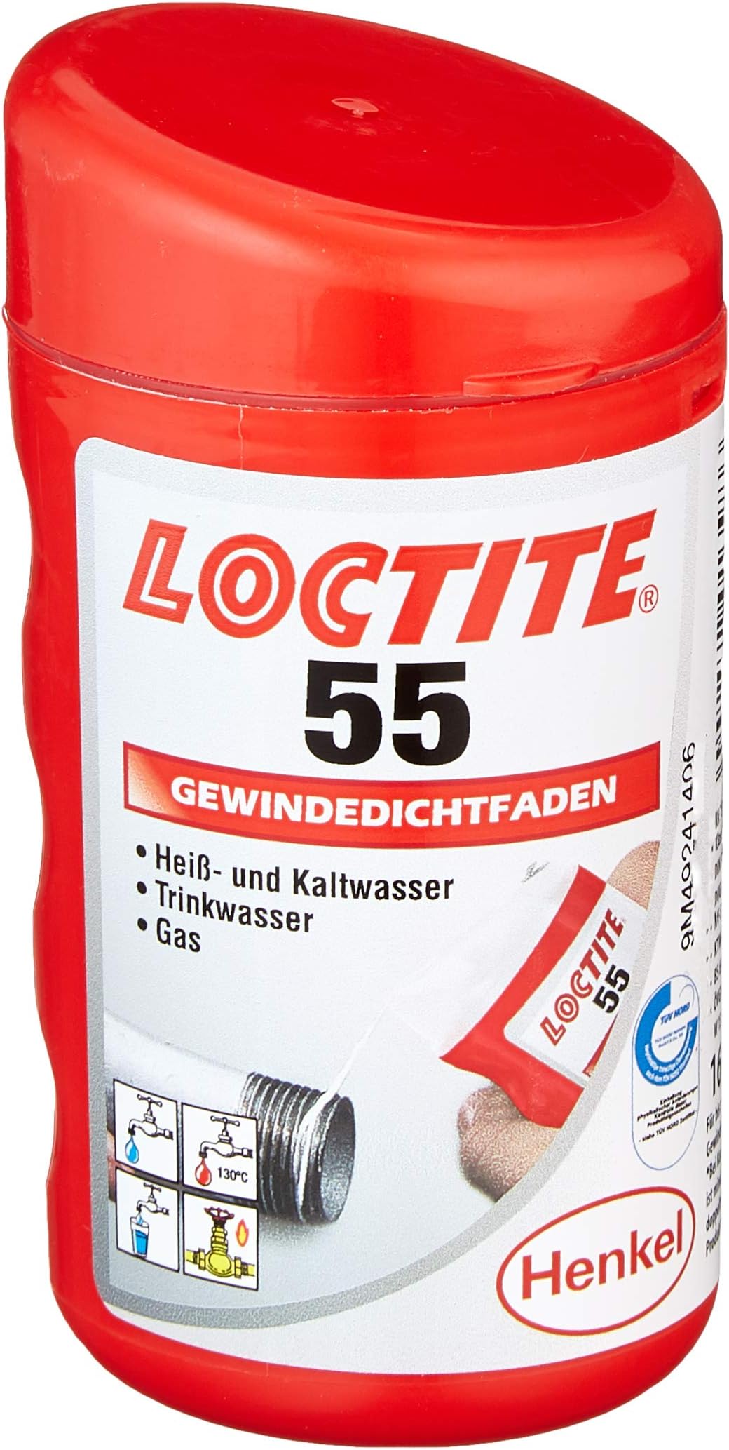 Henkel Loctite 55 Pipe Sealing Thread Cord - 150m, Metal & Plastic, Pipe Seal