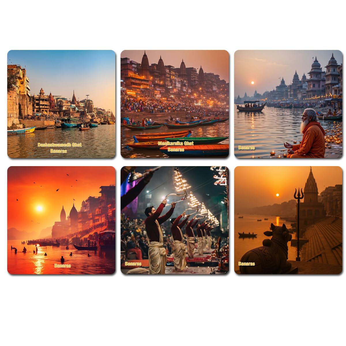 Banaras Fridge Magnets Collection, Pack of 6, 3.5 Inch, Varanasi Theme, Decorative Souvenir Set-image-44