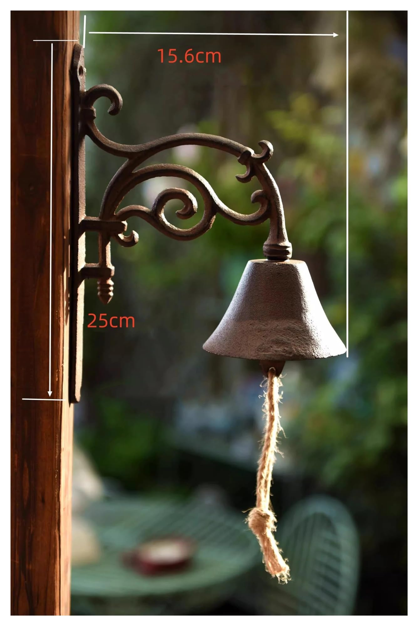 Campana a mano in ferro retrò per Porte, Bar, Pub | Decorazione da parete in ghisa da giardino, campanello sospeso, giardinaggio