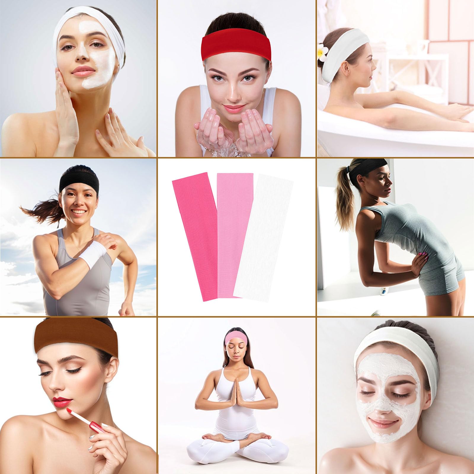 3 Diademas para Mujer, Antideslizantes, elásticas, para el Sudor, Bandas Deportivas para el Cabello, de Tela Suave, Diadema elástica para Entrenamiento, Yoga, Correr