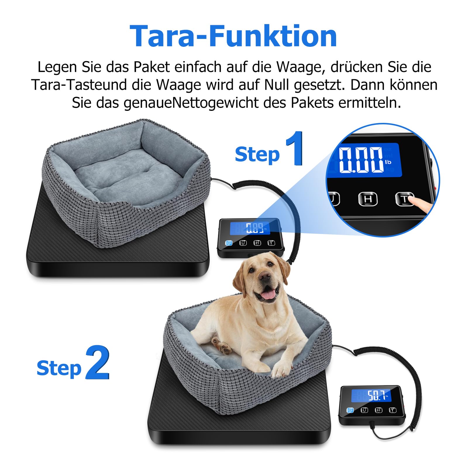 KUAIVO Waga paczkowa, precyzyjna cyfrowa waga platformowa 200 kg/10 g z funkcją LCD/Hold/Tara, waga pocztowa do paczek, bagażu, magazynu, przedsiębiorstw i do użytku domowego, Ladeba