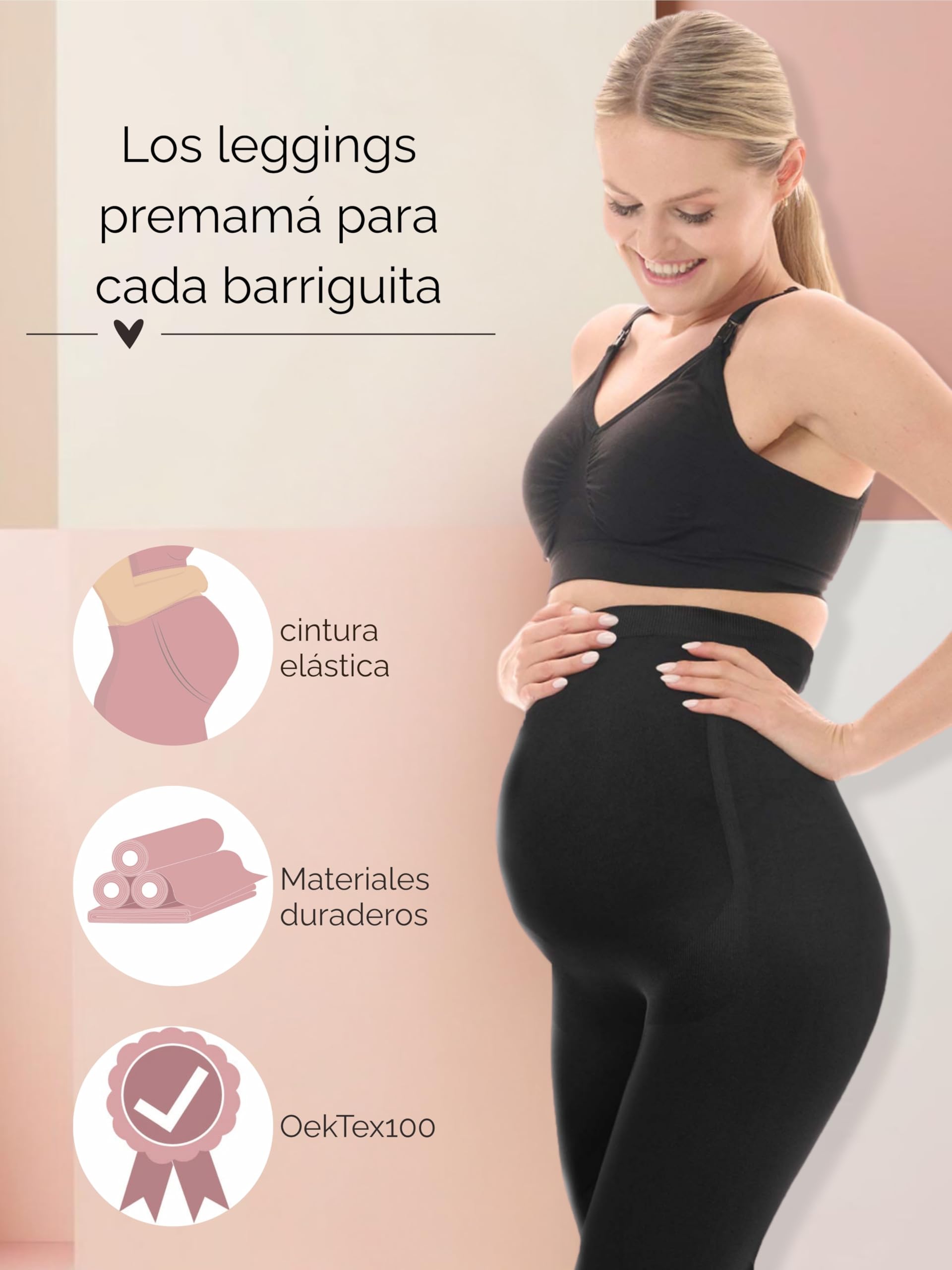 Herzmutter Leggings Premama - Mallas Maternidad - Mallas Premama - Embarazo - Cintura Alta - opacos - elástico - Ropa premamá - 1900