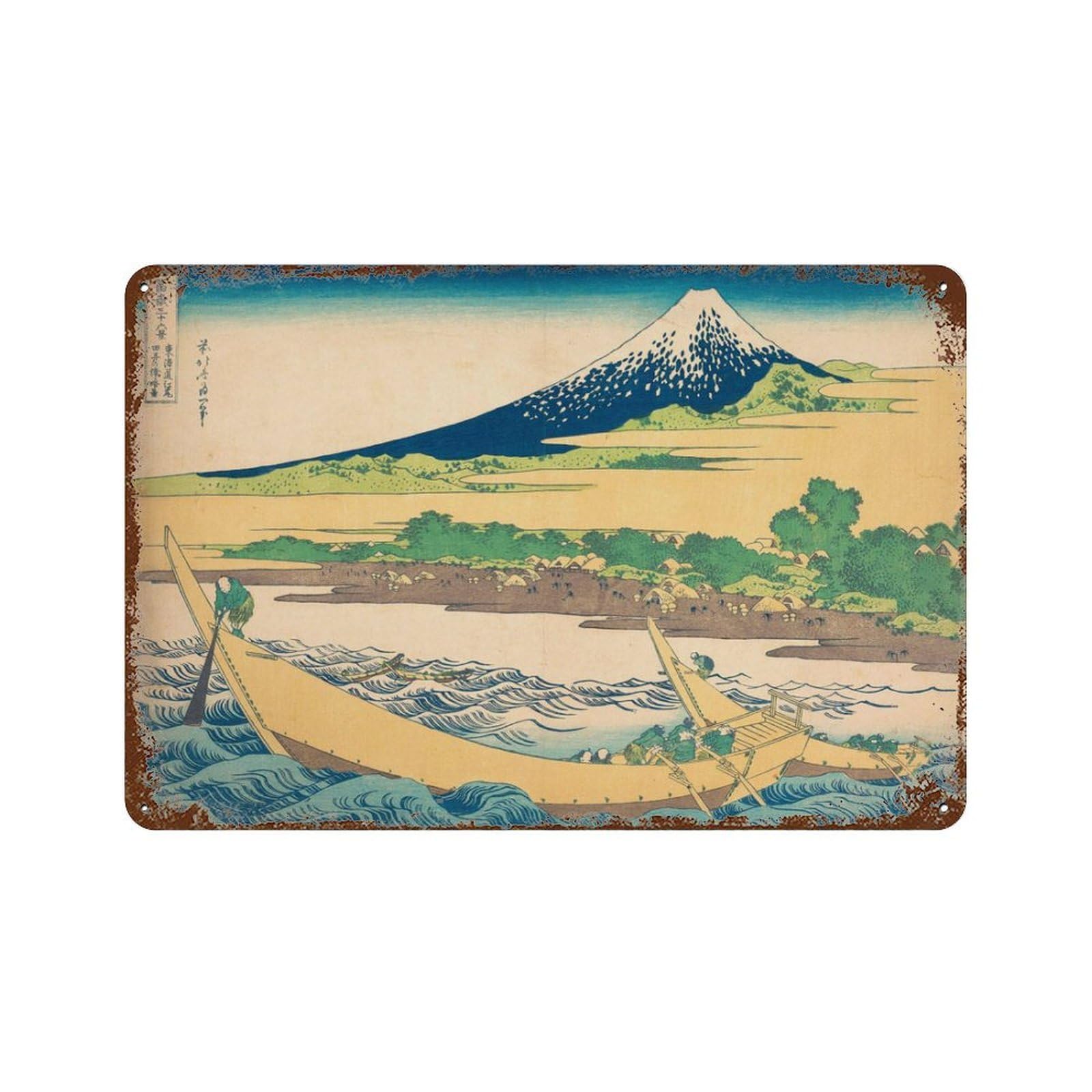 xiaoxiaoshen Hokusai Mount Fuji Japanese Vintage Travel Wall Decor Art Metal Tin Poster Modern Home Decor Art Home Bar Shop Decorations Vintage Sign 20x30cm