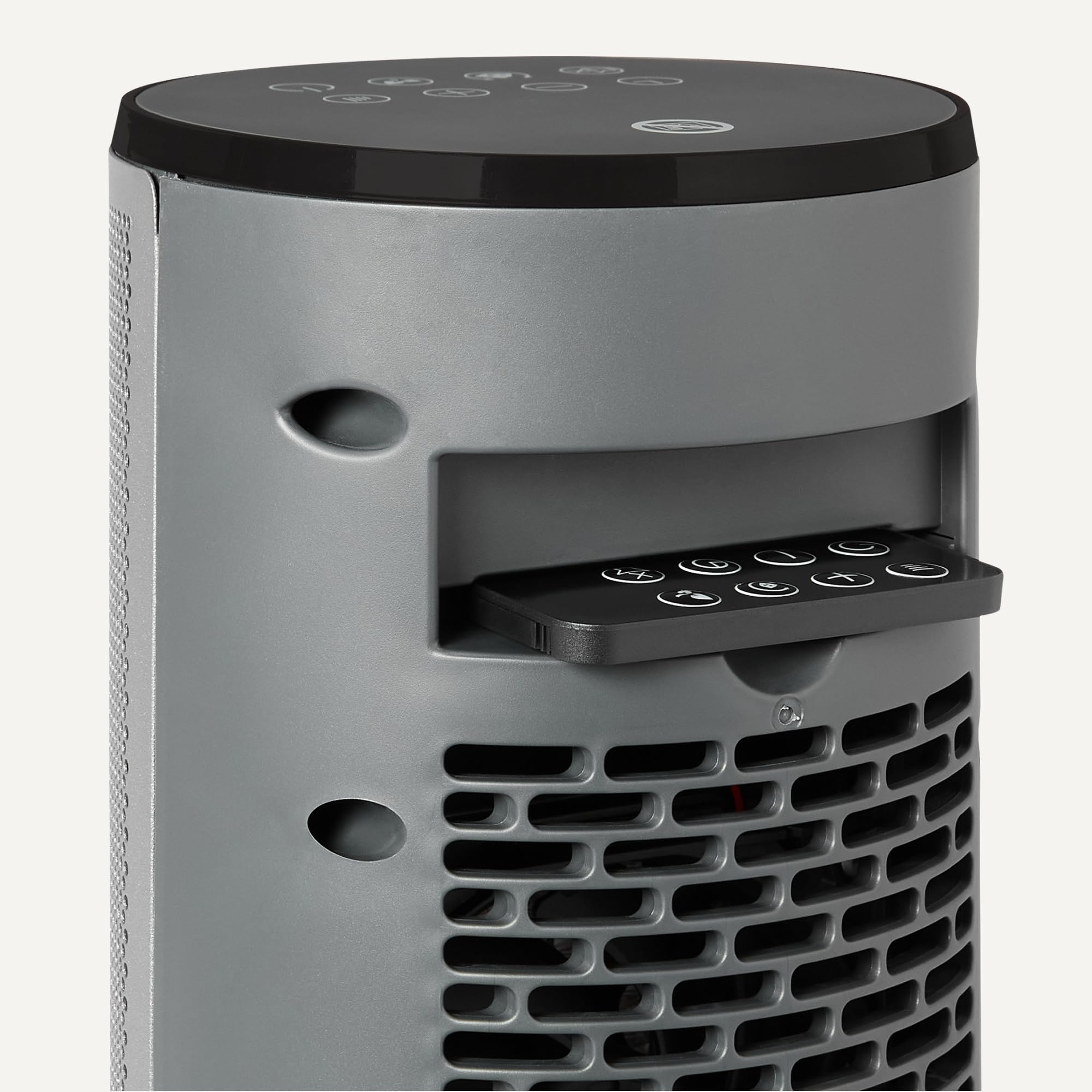 Amazon Basics Elektrische Heizung, tragbarer Keramik-Heizlüfter, 1800W, 70° Oszillation, 40cm, Grau