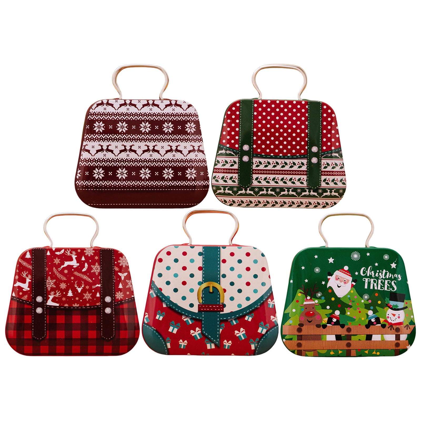 Buxuaaaa Christmas Themed Tin Storage Box Decorative Storage Holder Tin Box with Carrying Handle Home School