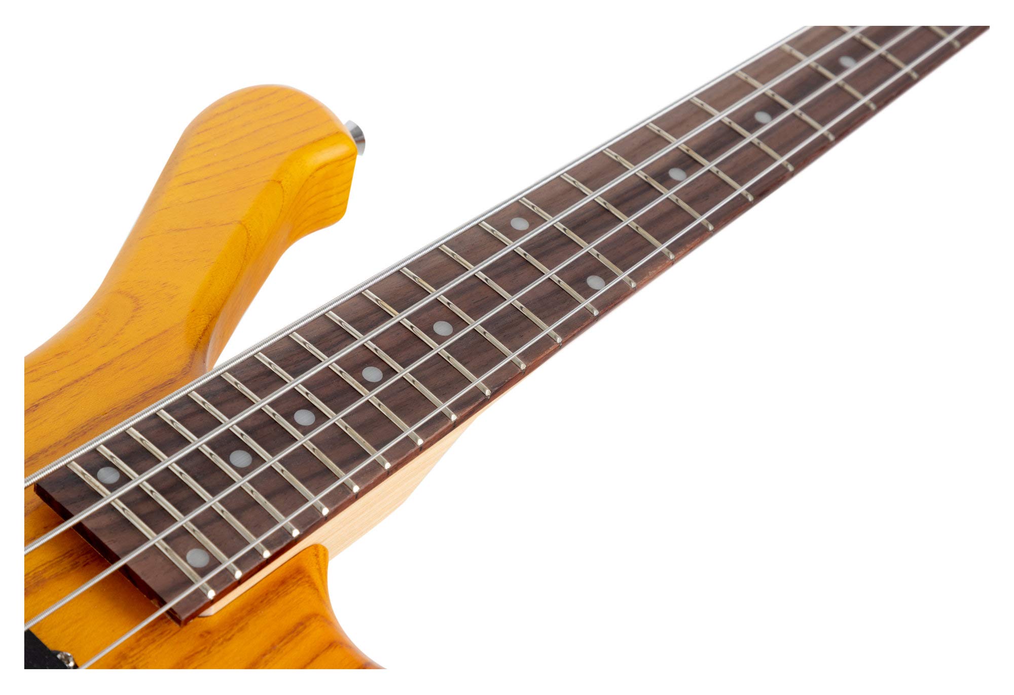 Rocktile TB-4 NHS Traveler E-Bass - 4-saitiger E-Bass im Reiseformat - Body: Erle, Hals: Ahorn - Griffbrett: Technical Ebony - 2 Single Coil-Tonabnehmer - Natural Honey Stain