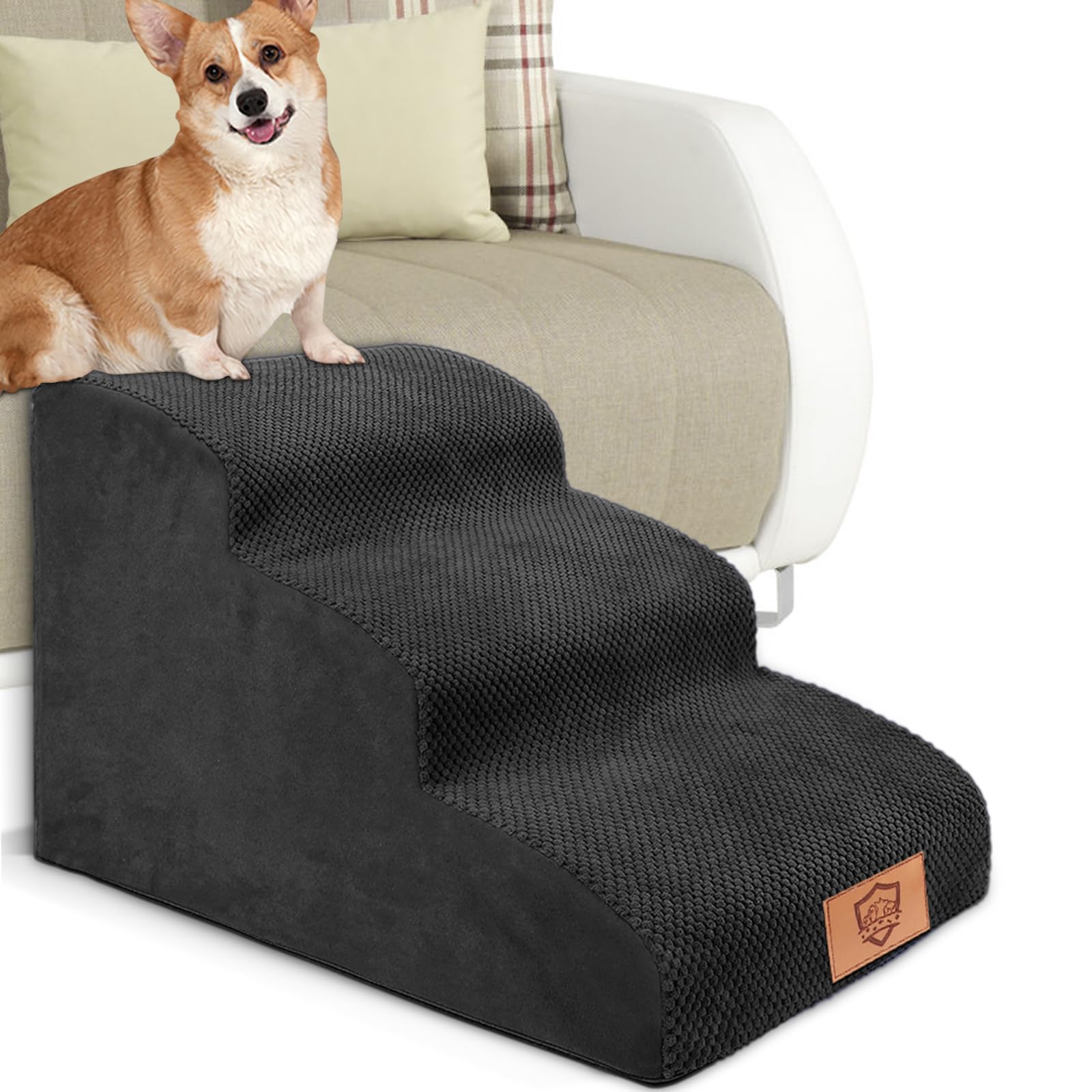Dog Steps for Sofa Pawchop Waterproof High-Density Foam Dog Ramp with Removable Cover