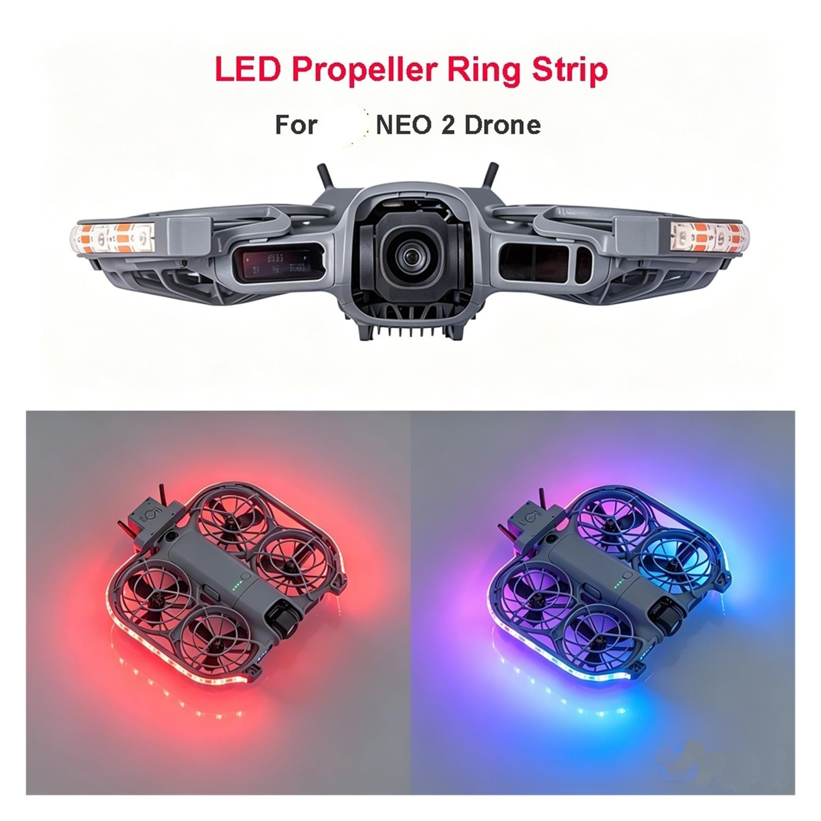 Tira De Anillo De Hélice LED, Compatible Con DJI NEO 2, 3 Modos | Plástico liviano, visibilidad nocturna de drones, anillo LED de 3 modos, for NEO 2