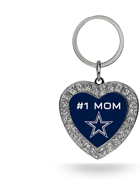 Rico Industries NFL Football Rhinestone Heart Keychain - Great Accessory