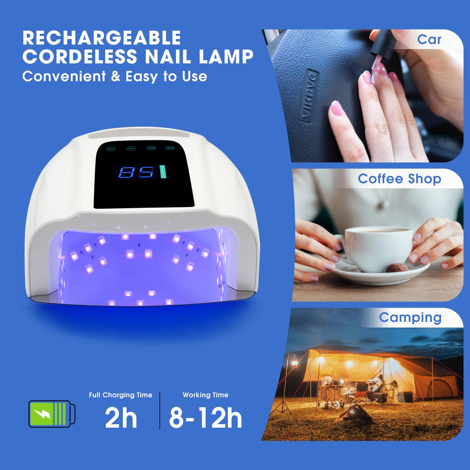 Amazon.com: UV LED Nail Lamp 96W, Rechargeable UV Light for Gel