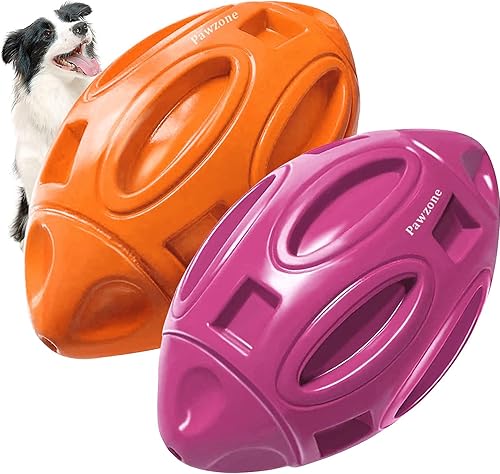 Miniatura 8 de Paquete de 2 juguetes chirriantes para perros masticadores agresivos, grandes, medianos y pequeños, juguete interactivo para masticar perros de goma