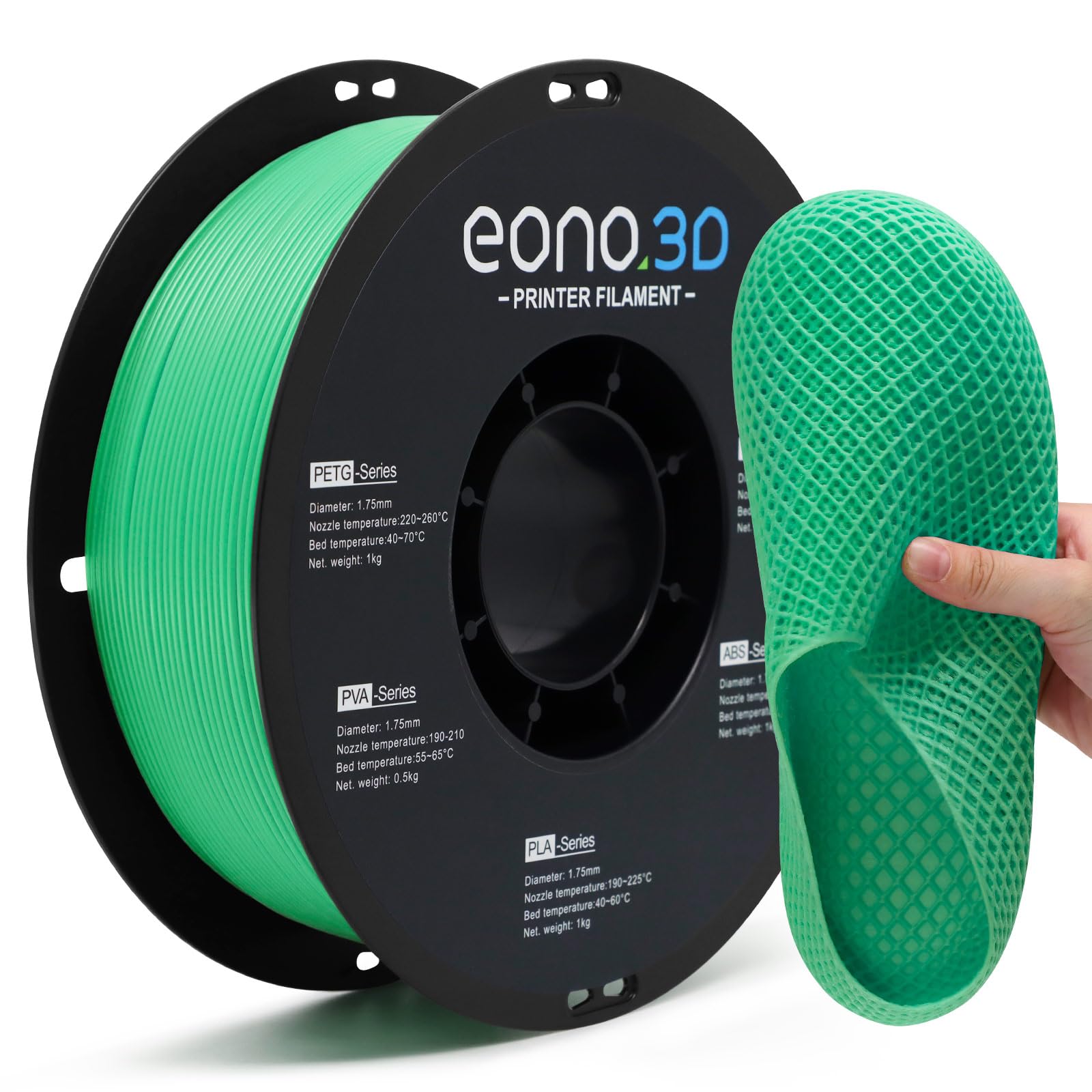 Matte TPU Filament 1.75mm, 1kg - Shore 95A Flexible &amp; Durable TPU, Matte Green, Low-Gloss Matte Finish, Minimal Layer Lines, for Phone Cases, Wearables &amp; Functional Parts