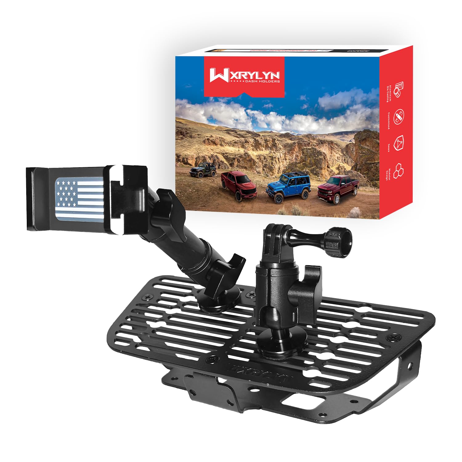 2Ways 2011-2018 Wrangler JK Pure Metal Dash Phone Mount Phone Holder for 2011-2018 J eep Wrangler JL Metal Dash Platform Go P ro Phone Mount