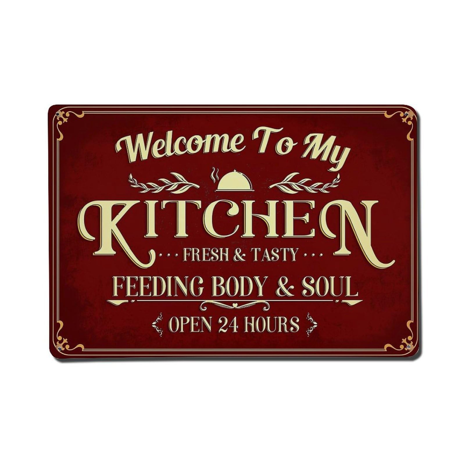 Jdfenggu Vintage Welcome To My Kitchen Sign Retro Metal Tin Sign, Metal Poster For Bar, Home, Man Cave, Kitchen, Laundry Room Art Decor 8X12 Inch