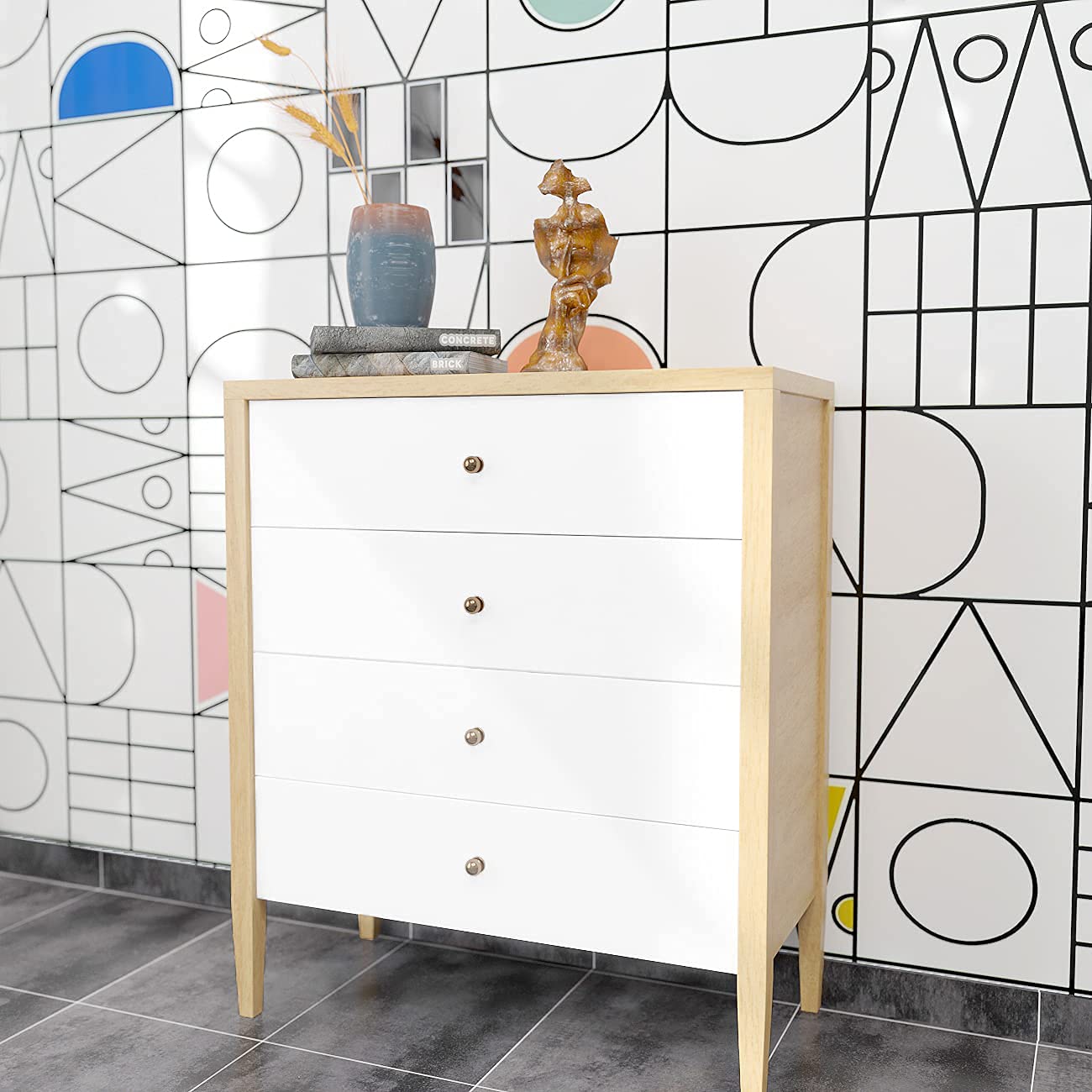 Decotalk Pellicola Adesiva Effetto Terrazzo Bianco 60x300 Cm - Carta Da Parati Moderna Per Mobili, Cucina E Tavolo, Impermeabile E Rimovibile