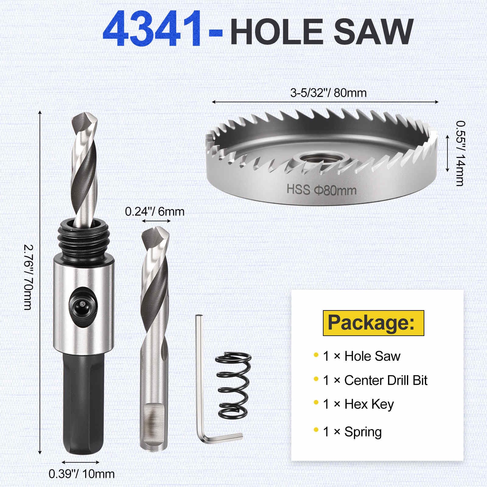 DTGN 3-5/32" Hole Saw 4341 High Speed Steel - 80mm Hole Cutter - Good for Thin Metal/PVC/Acrylic/Plastic/Wood Board - Silver - Image 2
