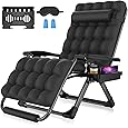 Slendor Oversized Padded Zero Gravity Chair, 29Inch XL Reclining Camping Lounge Chair with Large Cup Holder & Footrest, Reclining Patio Chairs Folding Recliner for Outdoor Indoor